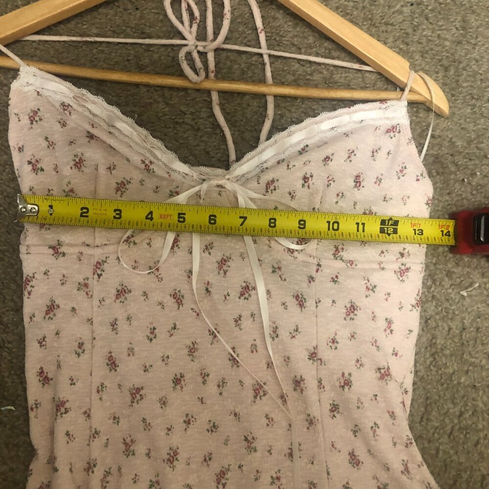 Pink Floral Mini Dress Femini Size L Bear Dance - Picture 10 of 13